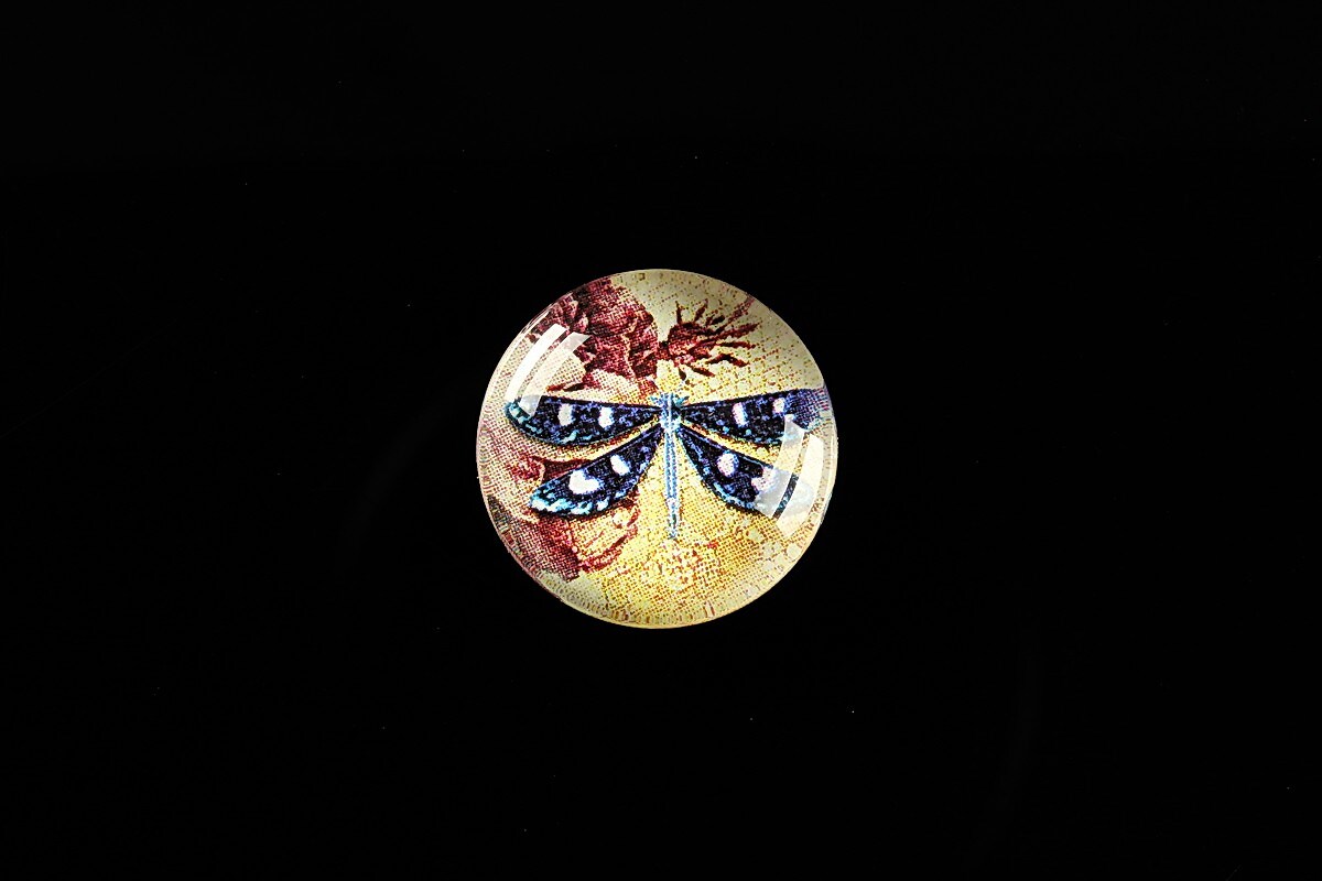 Cabochon sticla 18mm "Colourful Dragonfly" cod 433