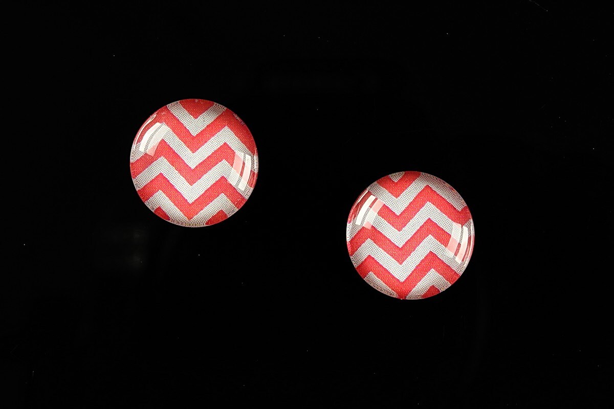 Cabochon sticla 14mm "Polka Doted Line" cod 438