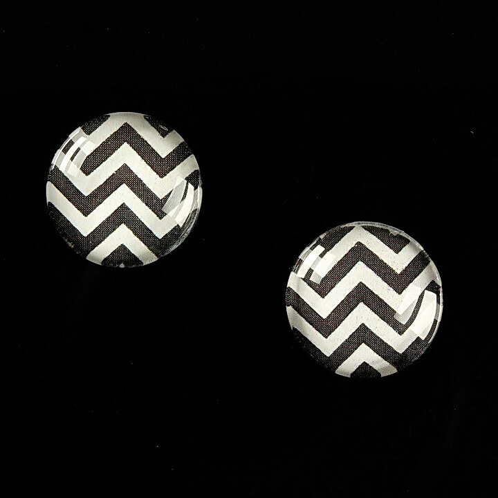 Cabochon sticla 14mm "Polka Doted Line" cod 439