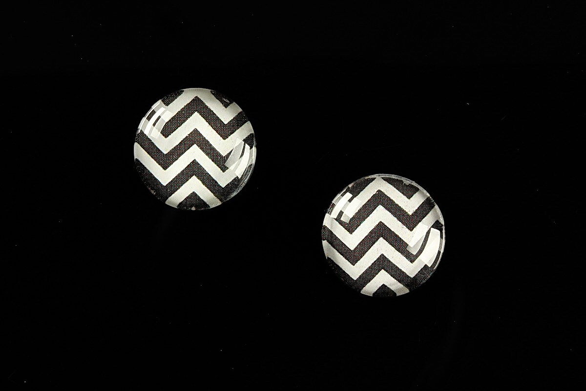 Cabochon sticla 14mm "Polka Doted Line" cod 439