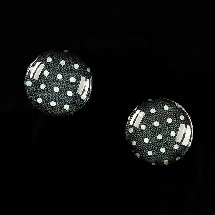 Cabochon sticla 14mm "Polka Doted Line" cod 440