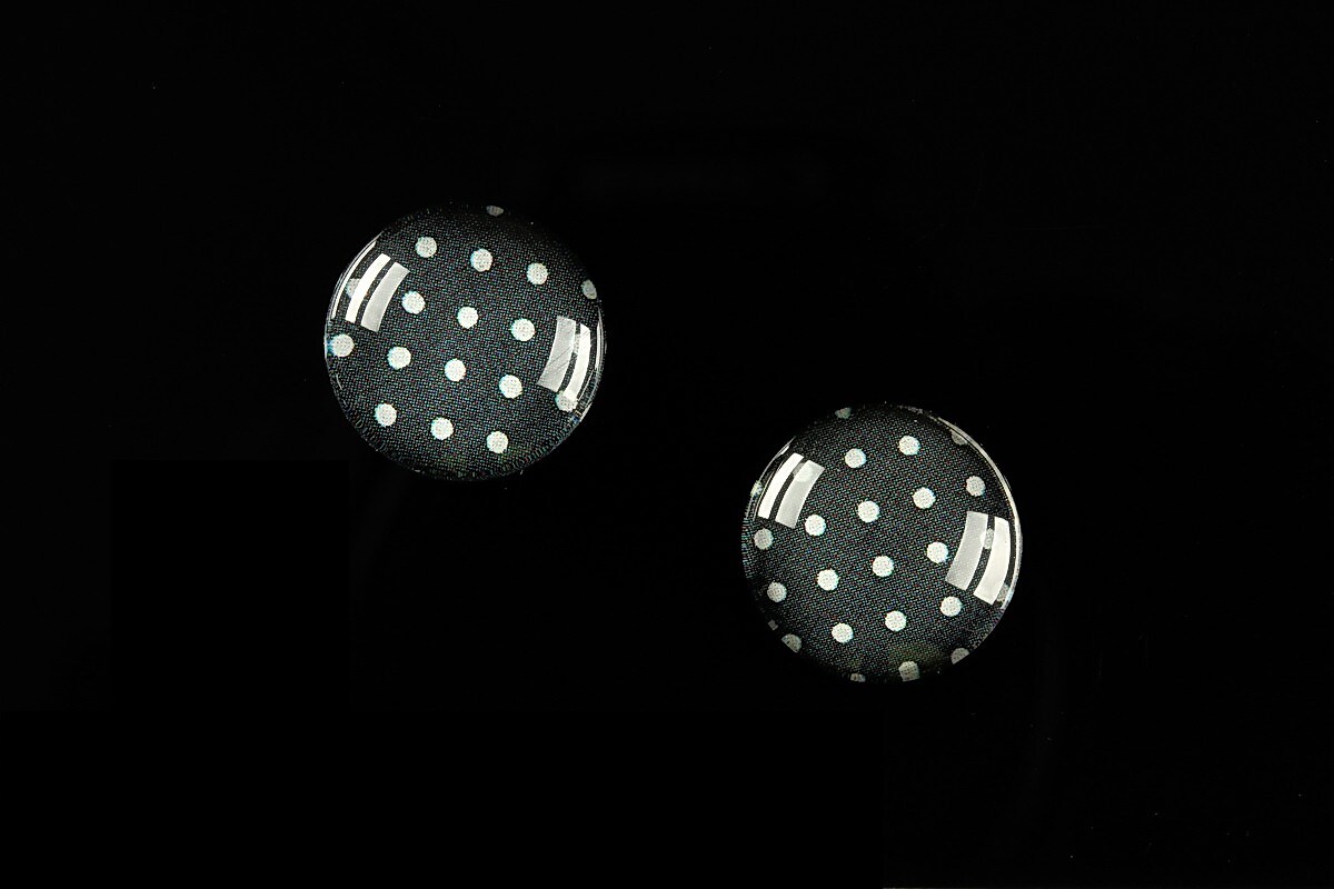 Cabochon sticla 14mm "Polka Doted Line" cod 440