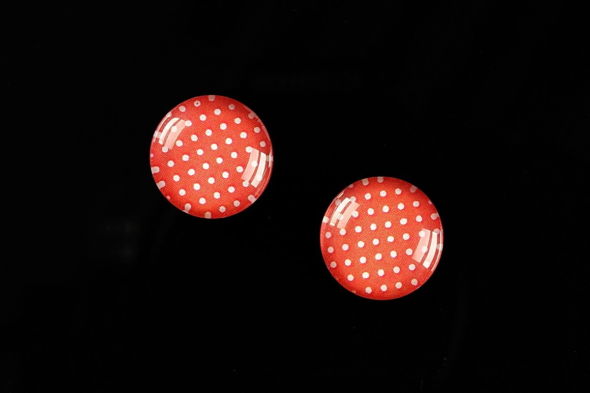 Cabochon sticla 14mm "Polka Doted Line" cod 441