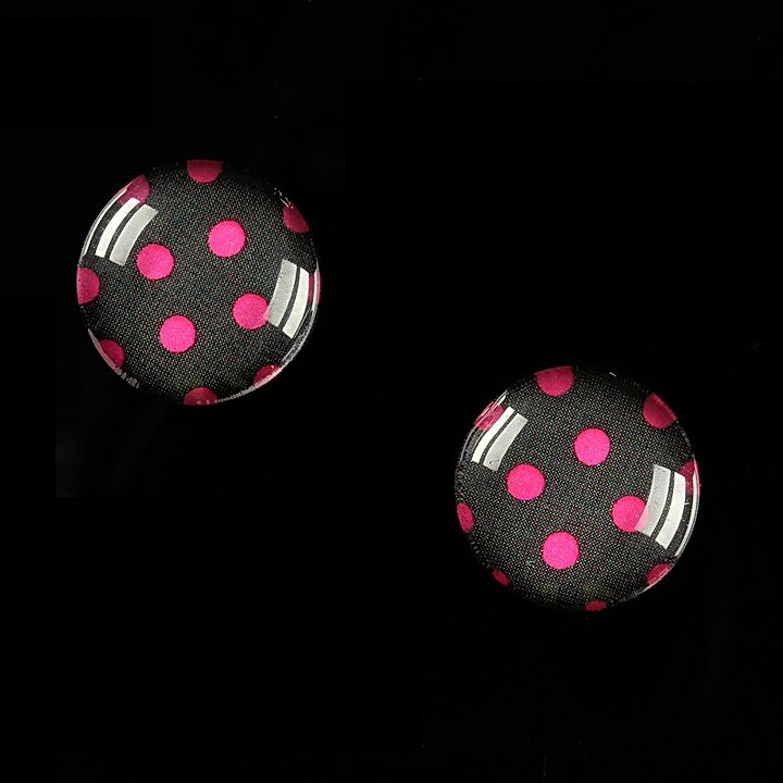 Cabochon sticla 14mm "Polka Doted Line" cod 442