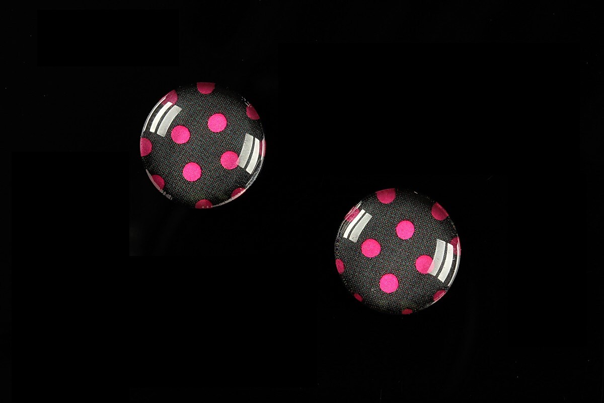 Cabochon sticla 14mm "Polka Doted Line" cod 442