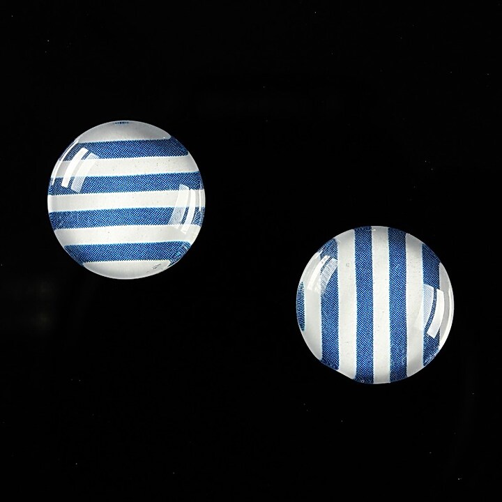 Cabochon sticla 14mm "Polka Doted Line" cod 443