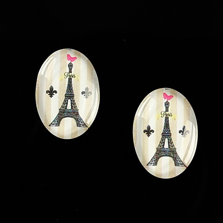 Cabochon sticla 18x13mm "J'aime le voyage" cod 445