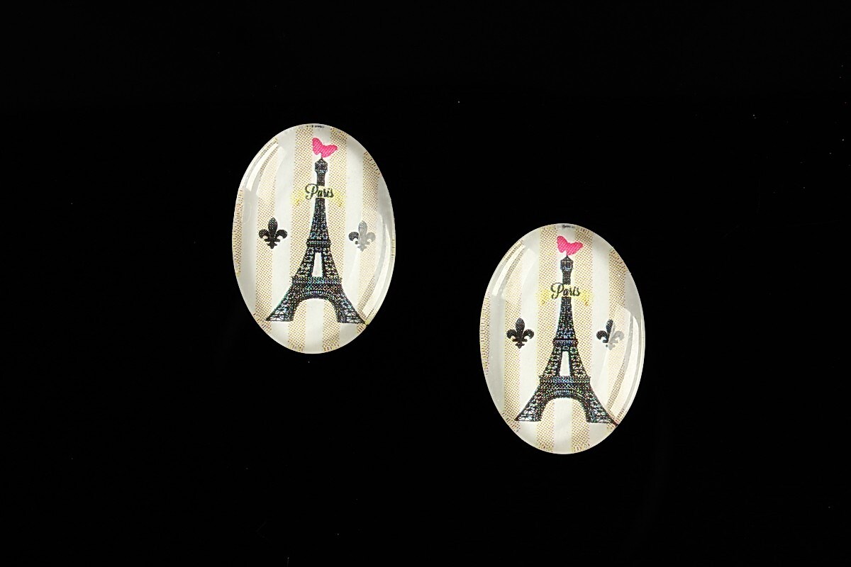 Cabochon sticla 18x13mm "J'aime le voyage" cod 445