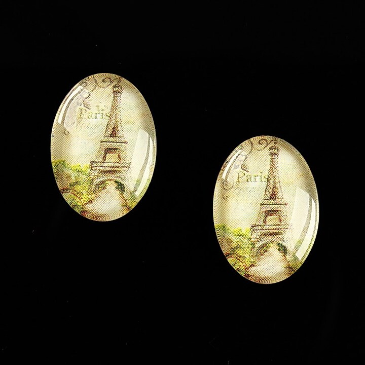 Cabochon sticla 18x13mm "J'aime le voyage" cod 446