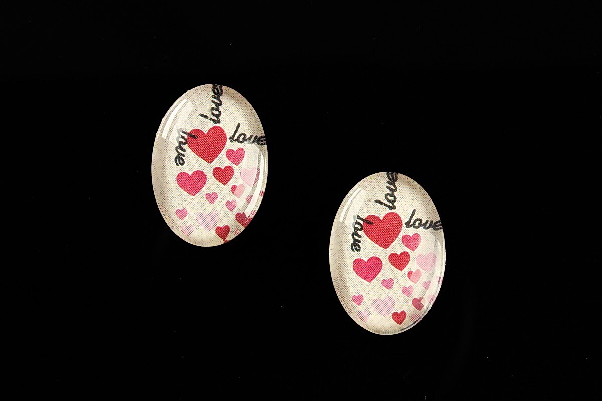 Cabochon sticla 18x13mm "All about love" cod 449