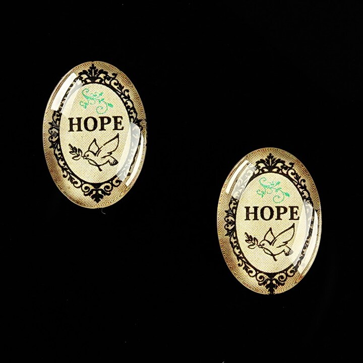 Cabochon sticla 18x13mm "All you need is HOPE" cod 451