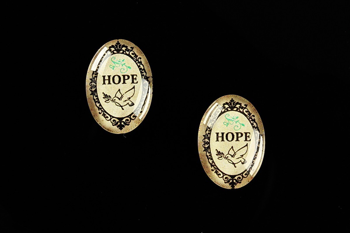 Cabochon sticla 18x13mm "All you need is HOPE" cod 451