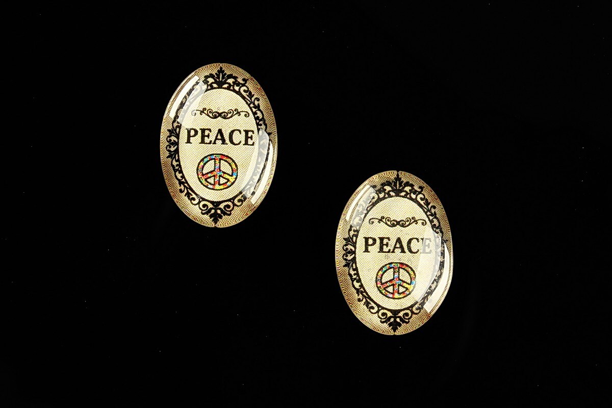 Cabochon sticla 18x13mm "All you need is PEACE" cod 453