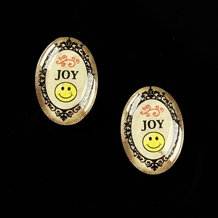 Cabochon sticla 18x13mm "All you need is JOY" cod 454