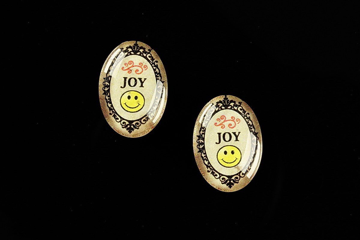 Cabochon sticla 18x13mm "All you need is JOY" cod 454