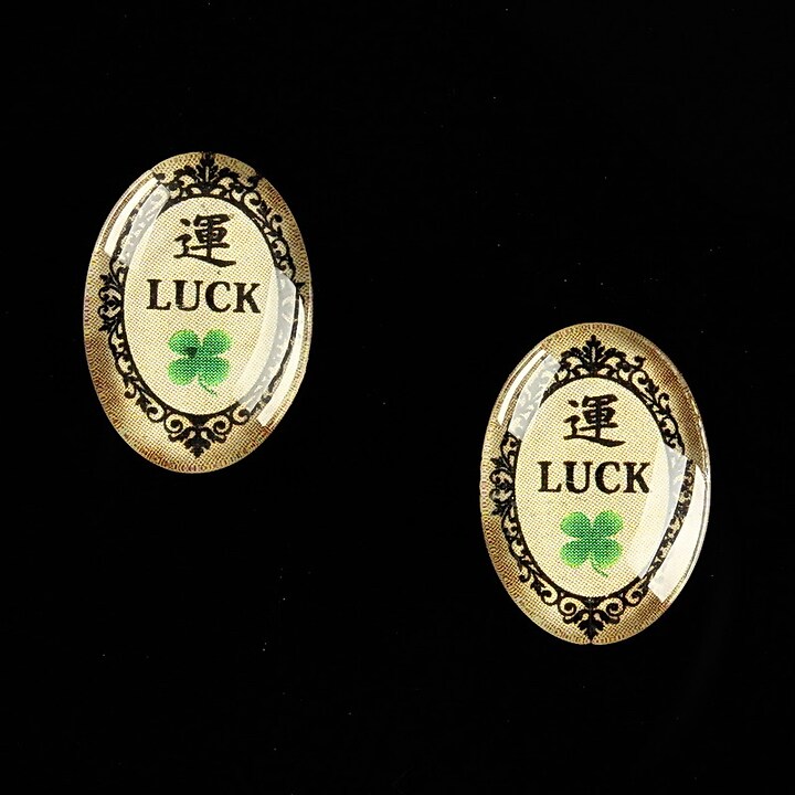 Cabochon sticla 18x13mm "All you need is LUCK" cod 455