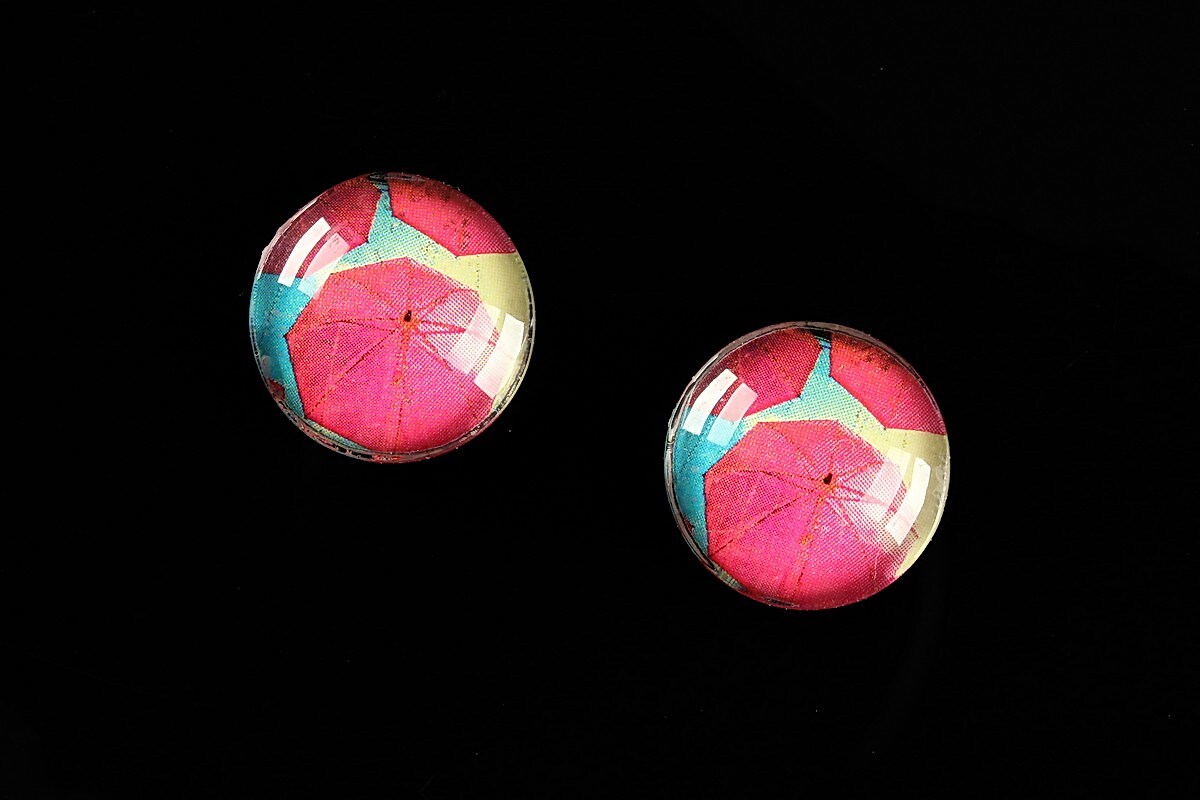 Cabochon sticla 16mm "Under Umbrella" cod 460