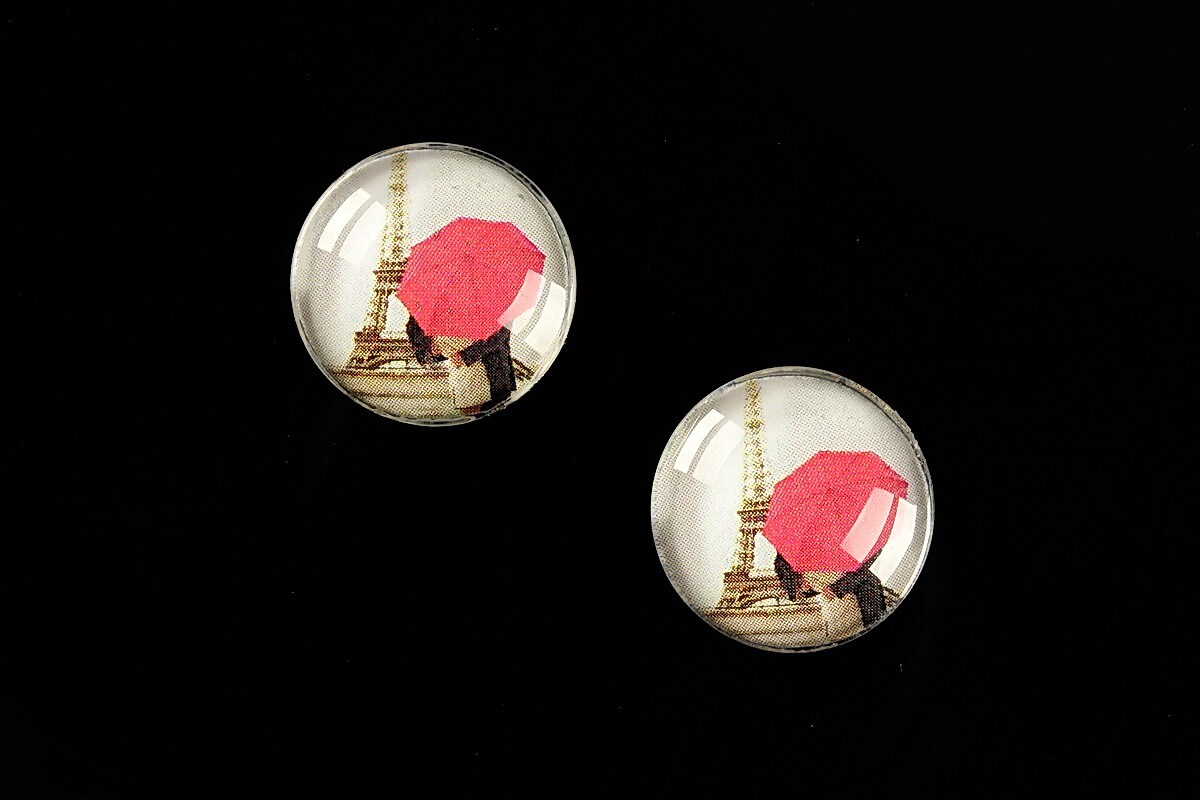 Cabochon sticla 16mm "Under Umbrella" cod 461