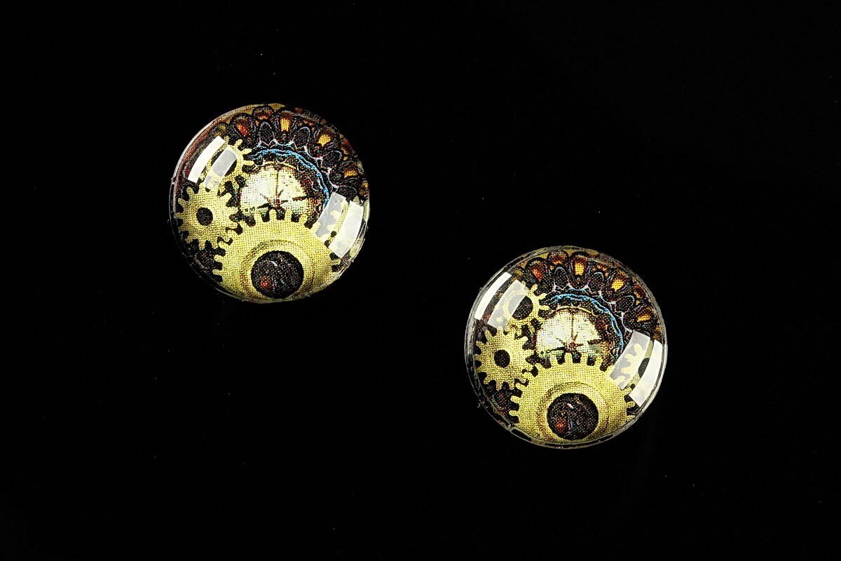 Cabochon sticla 16mm "Clock Mechanism" cod 468