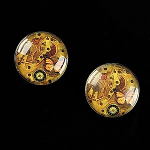Cabochon sticla 16mm "Clock Mechanism" cod 469