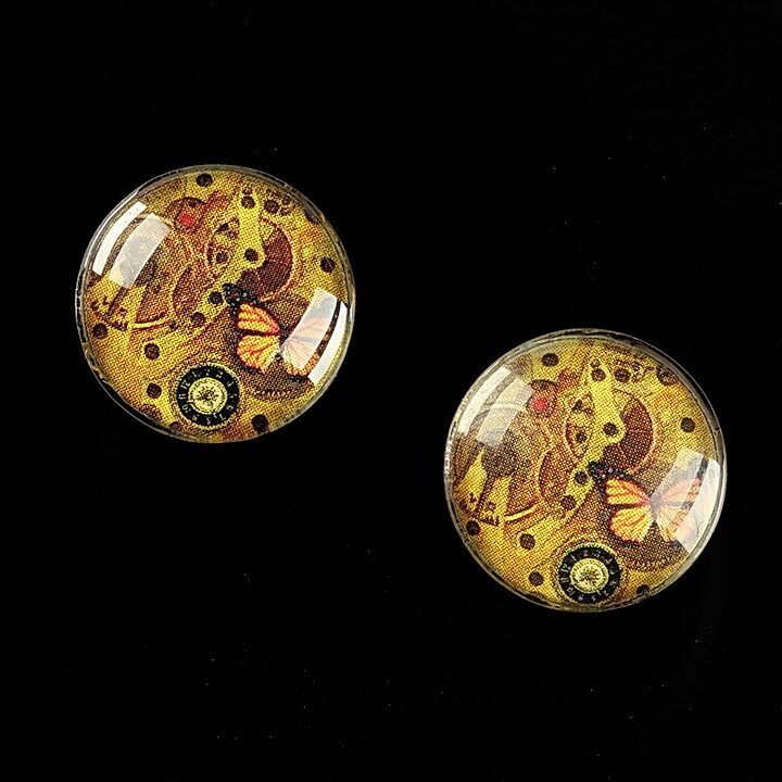 Cabochon sticla 16mm "Clock Mechanism" cod 469