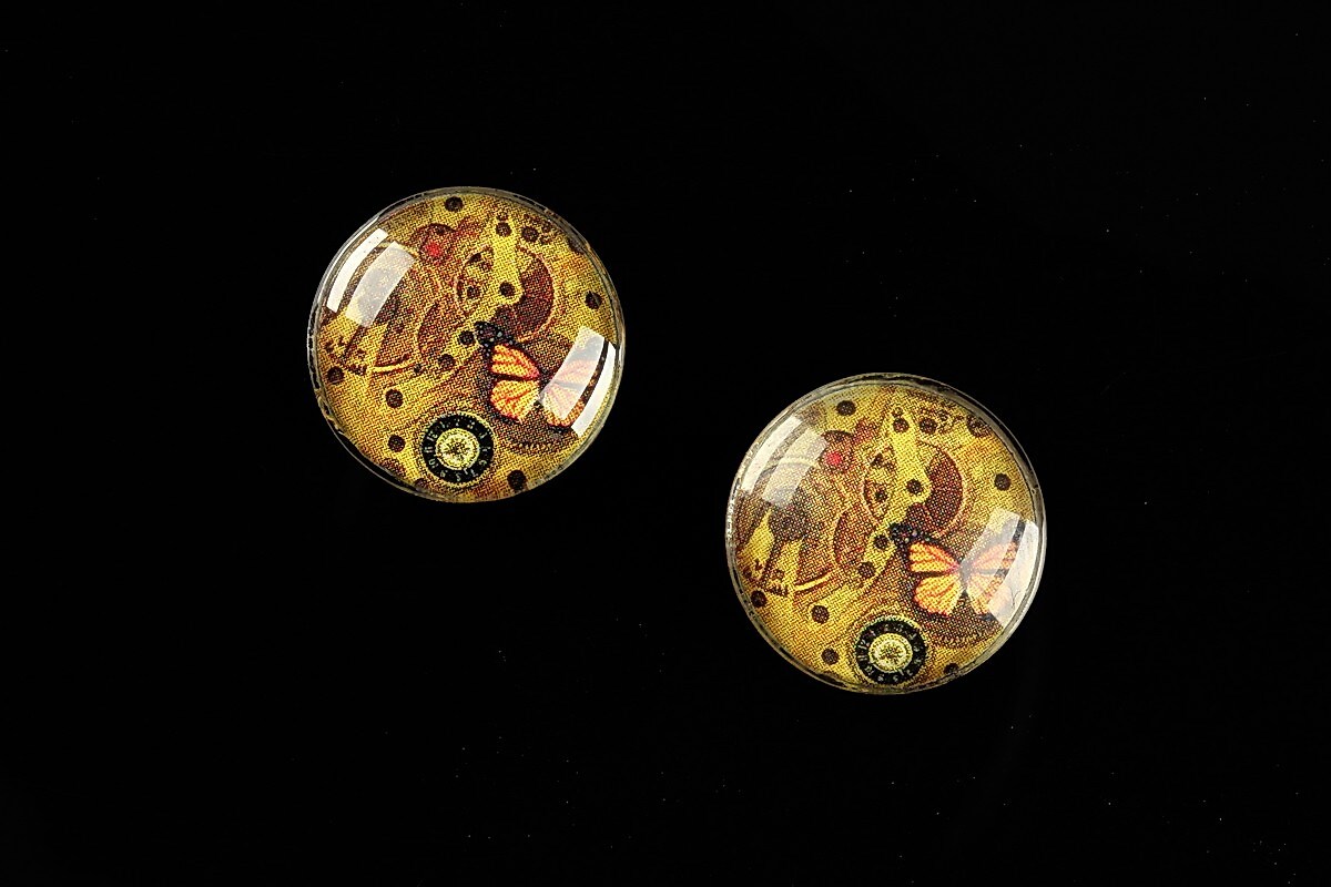 Cabochon sticla 16mm "Clock Mechanism" cod 469