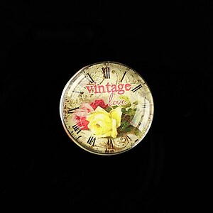 Cabochon sticla 20mm "Vintage Clocks" cod 489