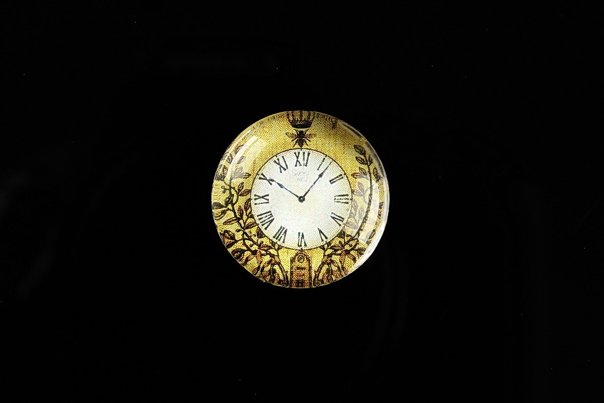 Cabochon sticla 20mm "Boy's Clock" cod 493