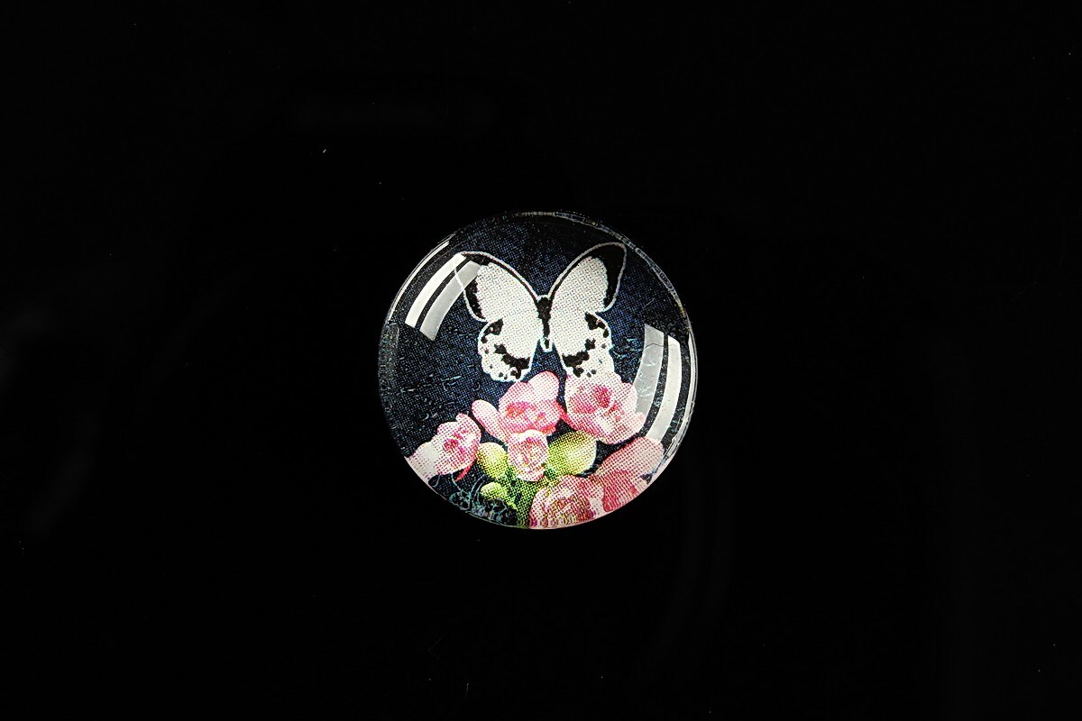 Cabochon sticla 20mm "'Forever Butterfly" cod 497