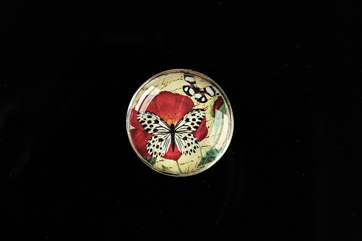 Cabochon sticla 20mm "'Forever Butterfly" cod 499