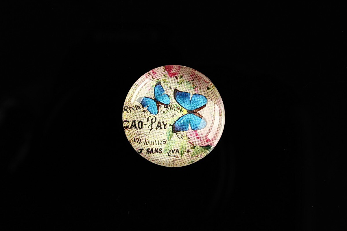 Cabochon sticla 20mm "'Forever Butterfly" cod 501