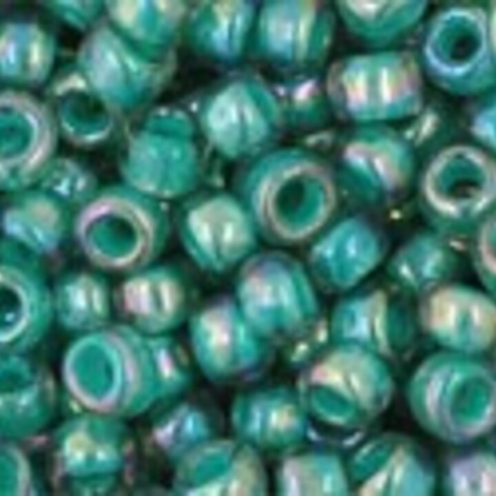 Margele Toho rotunde 8/0 - Inside-Color Rainbow Lt Sapphire/Opaque Teal Lined