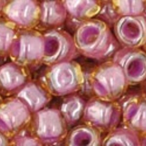 Margele Toho rotunde 6/0 - Inside-Color Lt Topaz/Pink Lined