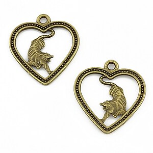 Charm bronz zodiac chinezesc - tigru 24x21mm