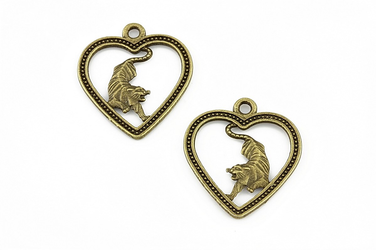 Charm bronz zodiac chinezesc - tigru 24x21mm