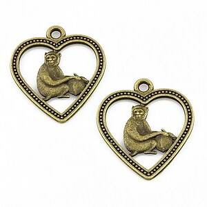 Charm bronz zodiac chinezesc - maimuta 24x21mm