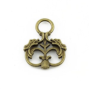 Charm bronz model cu dragoni 28x22mm