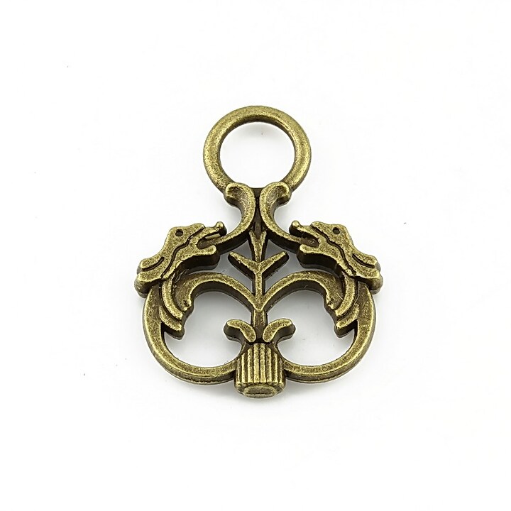 Charm bronz model cu dragoni 28x22mm