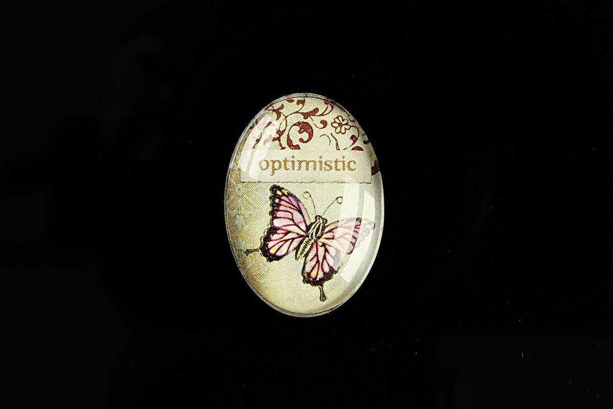 Cabochon sticla 25x18mm "Share the Joy" cod 475