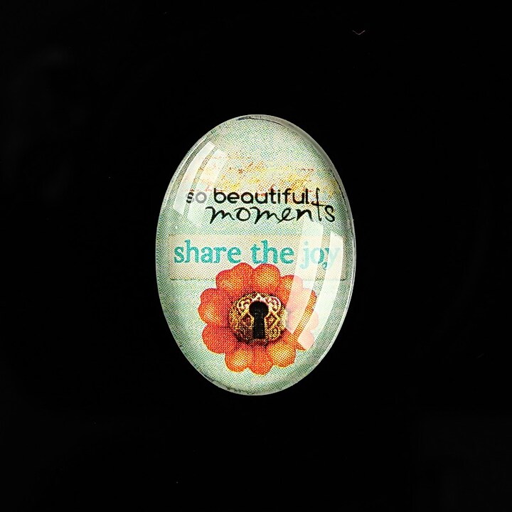 Cabochon sticla 25x18mm "Share the Joy" cod 477