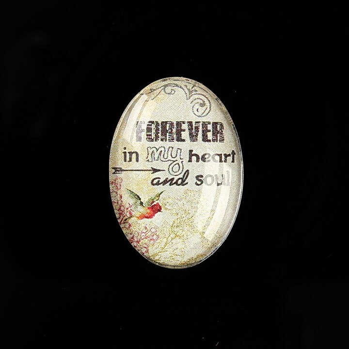 Cabochon sticla 25x18mm "Love Story" cod 479