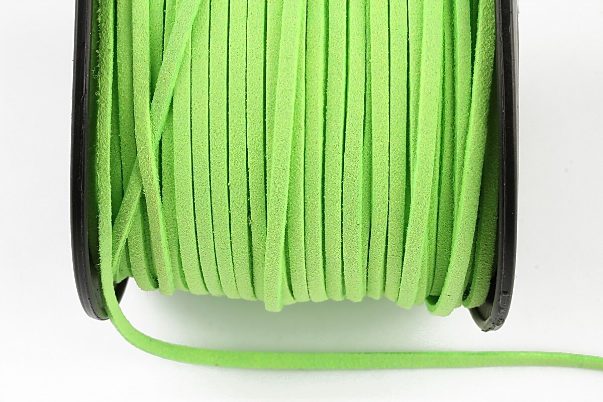 Snur suede (imitatie piele intoarsa) 3x1mm, verde neon (5m)