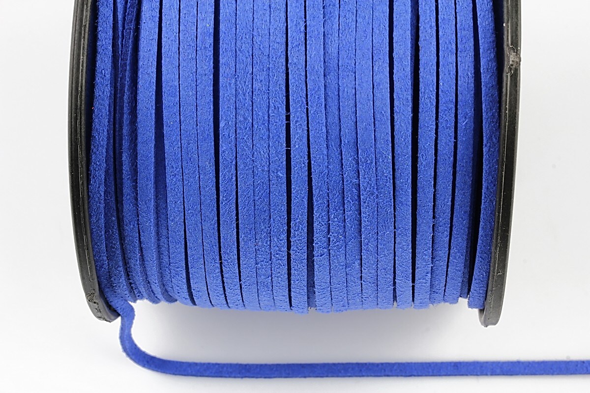 Snur suede (imitatie piele intoarsa) 3x1mm, albastru cobalt (5m)