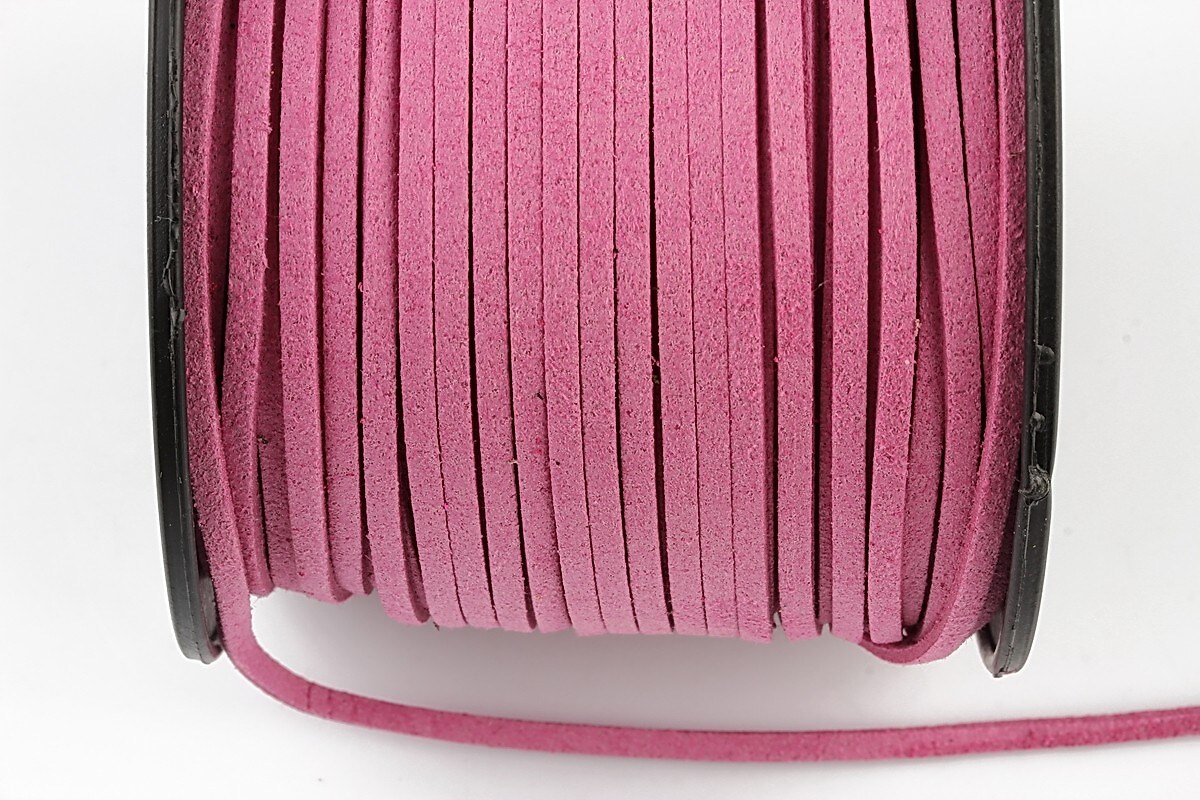 Snur suede (imitatie piele intoarsa) 3x1mm, roz inchis (5m)