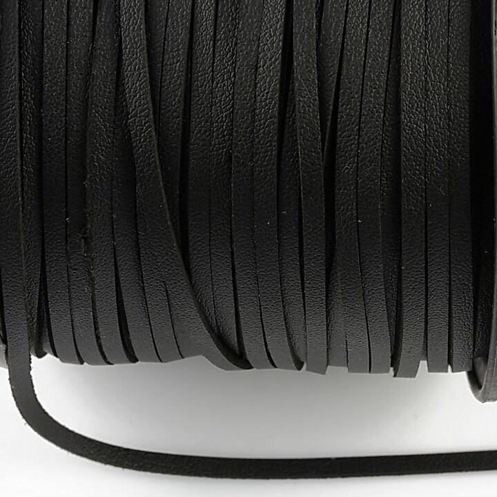 Snur faux suede latime 3mm (5m) - negru cu efect de piele
