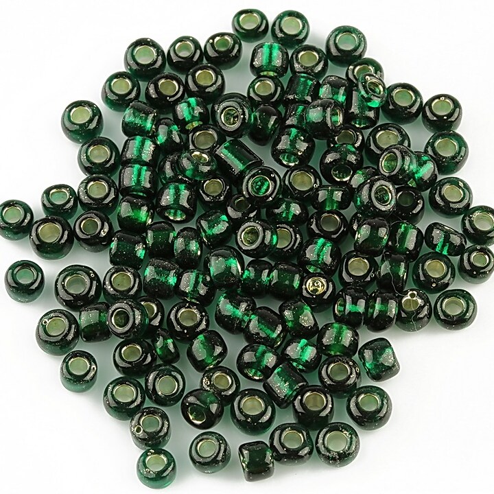 Margele de nisip 4mm cu foita argintie (50g) - cod 152 - verde inchis