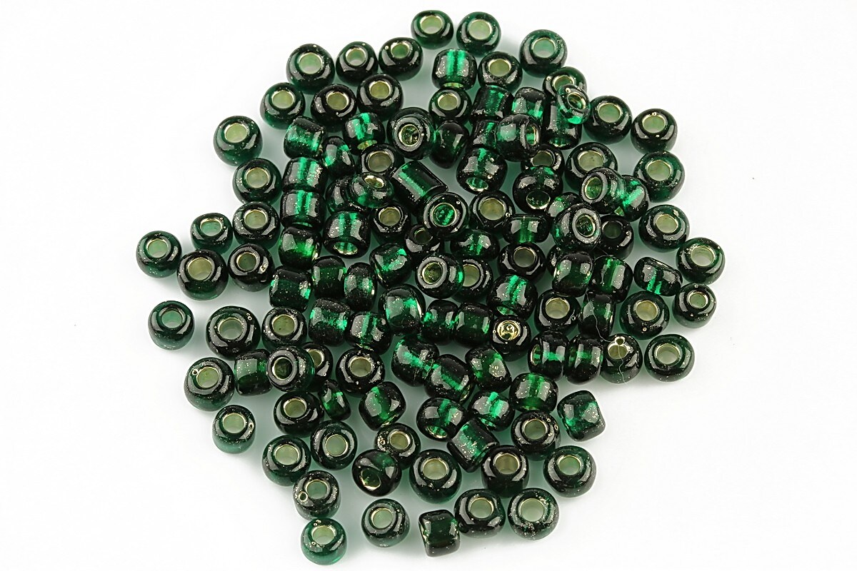 Margele de nisip 4mm cu foita argintie (50g) - cod 152 - verde inchis