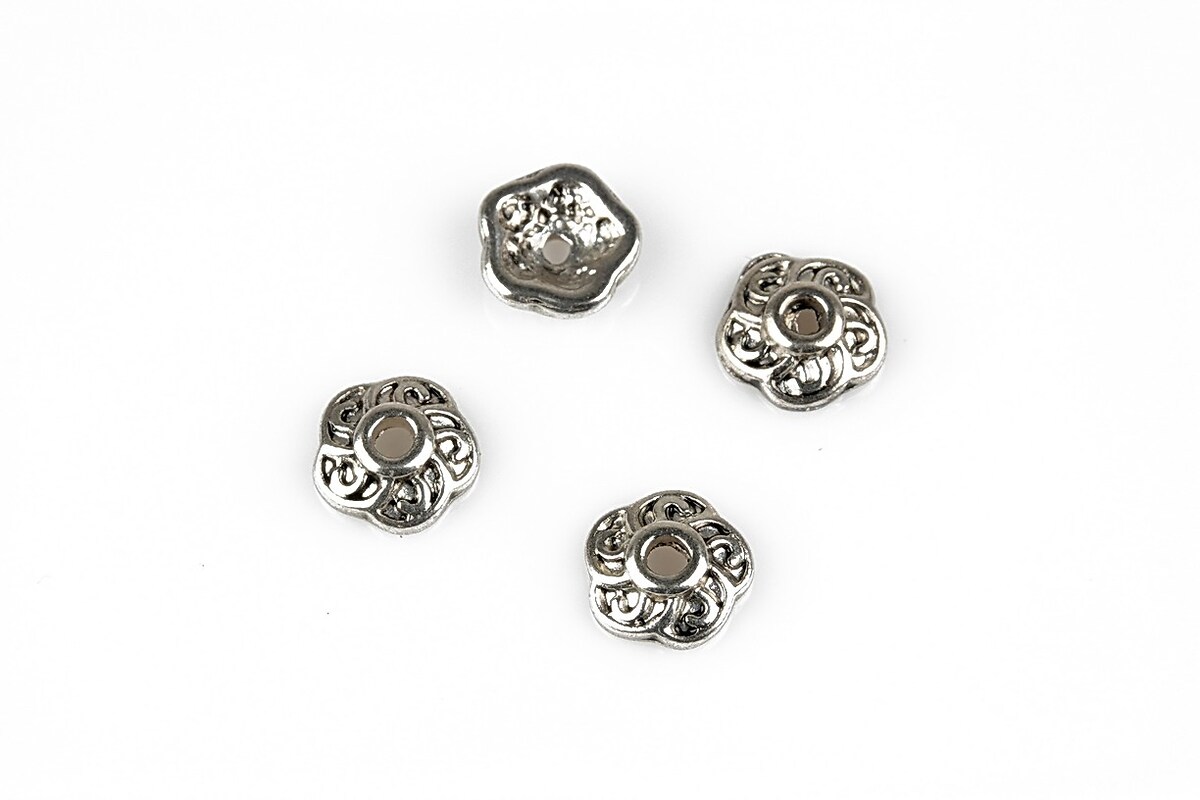 Capacele margele argint tibetan 10mm (10 buc.)