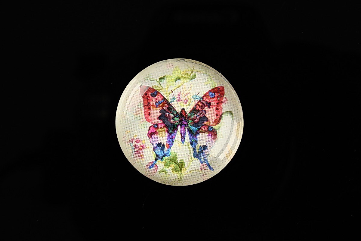 Cabochon sticla 25mm "Beauty of Butterfly" cod 504