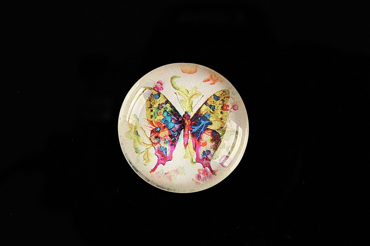 Cabochon sticla 25mm "Beauty of Butterfly" cod 506